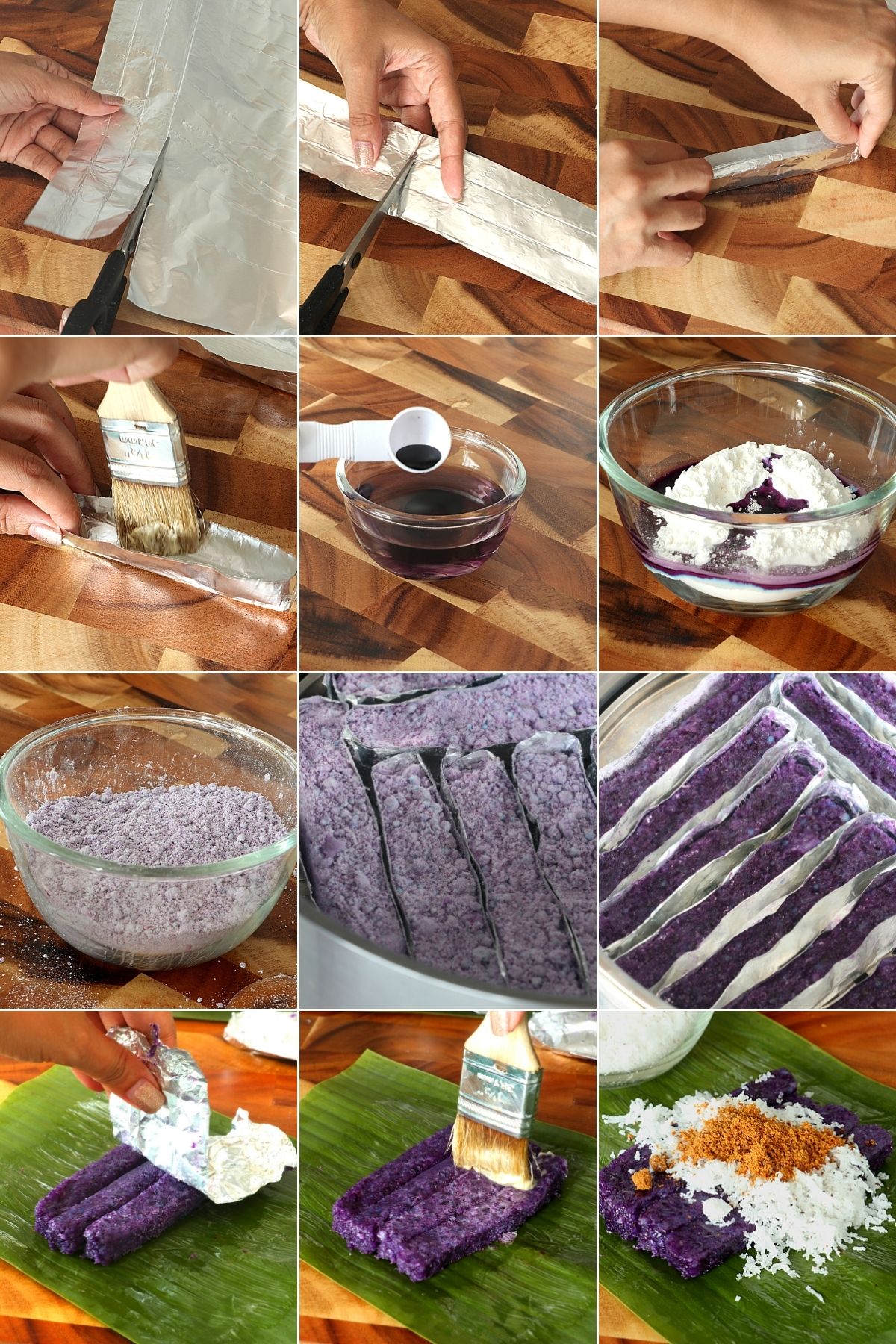 step by step photos to make puto bumbong