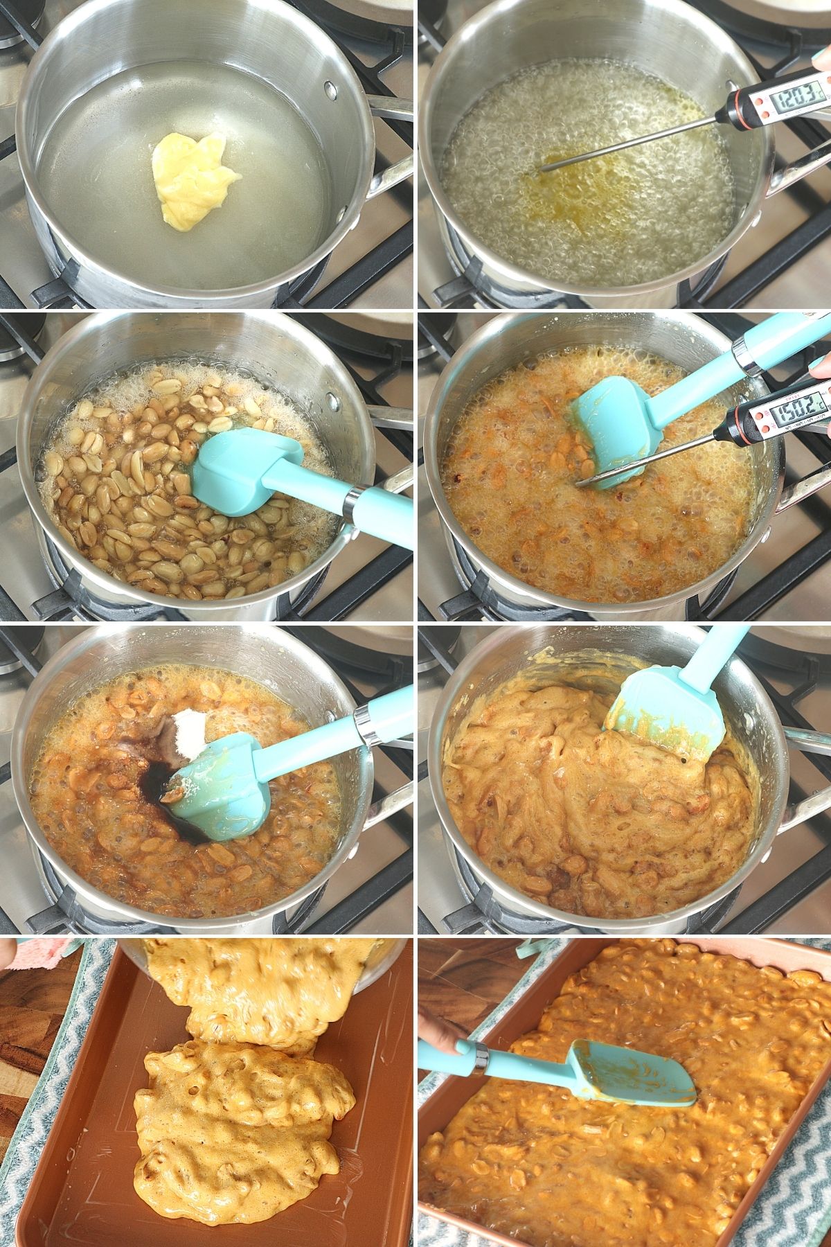 Step by step photos on how to make peanut brittle