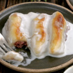 Moche - rice balls filled with red bean paste in coconut sauce.