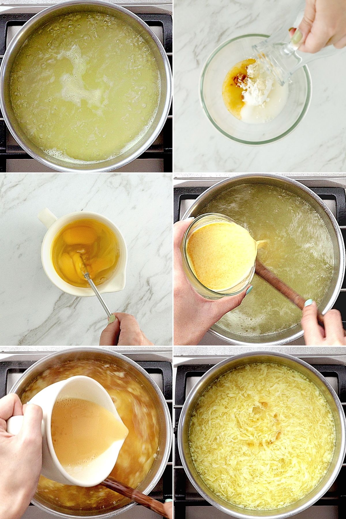 Step-by-step process on making egg drop soup