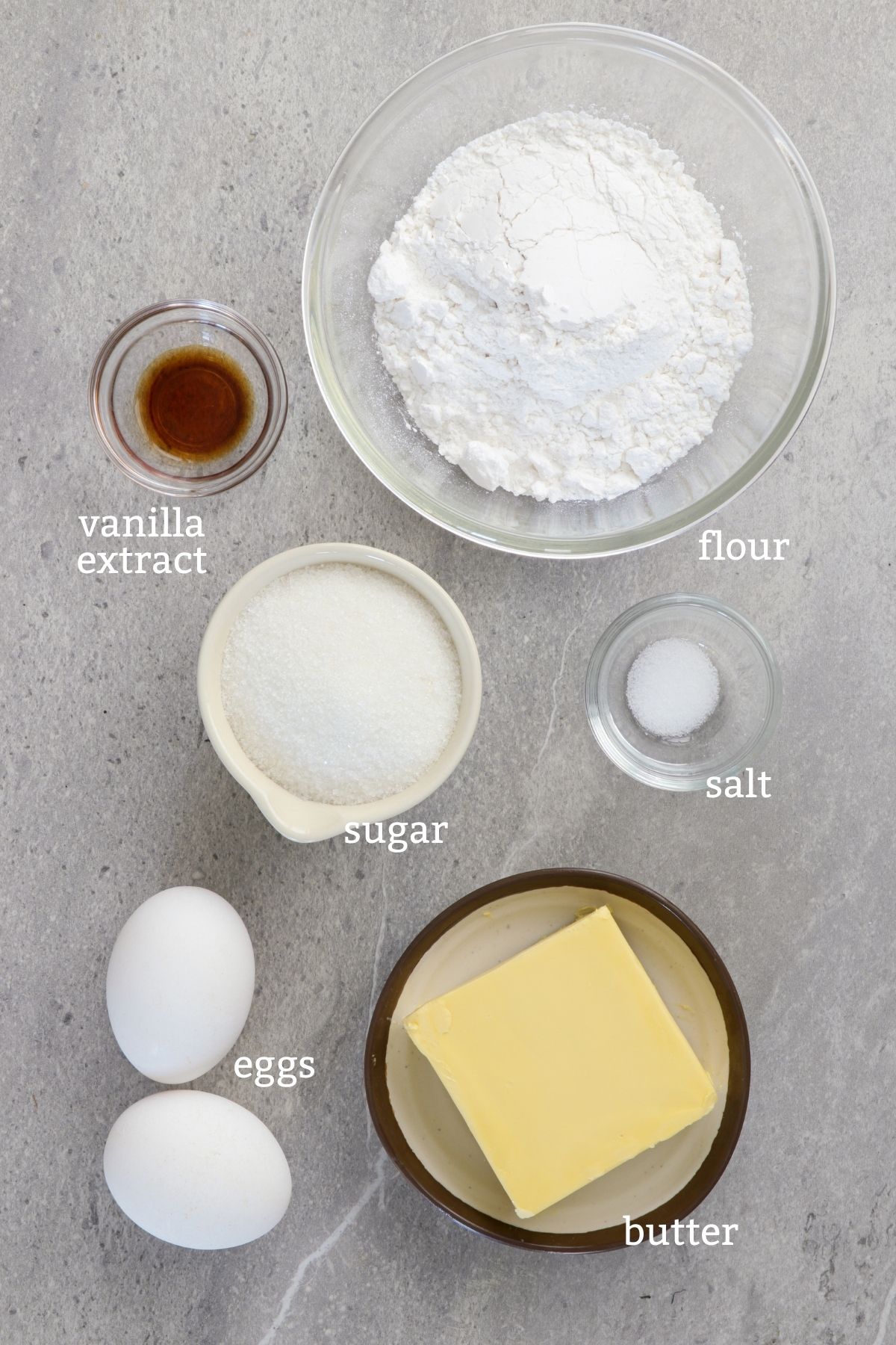 Ingredients for making Lengua de Gato.