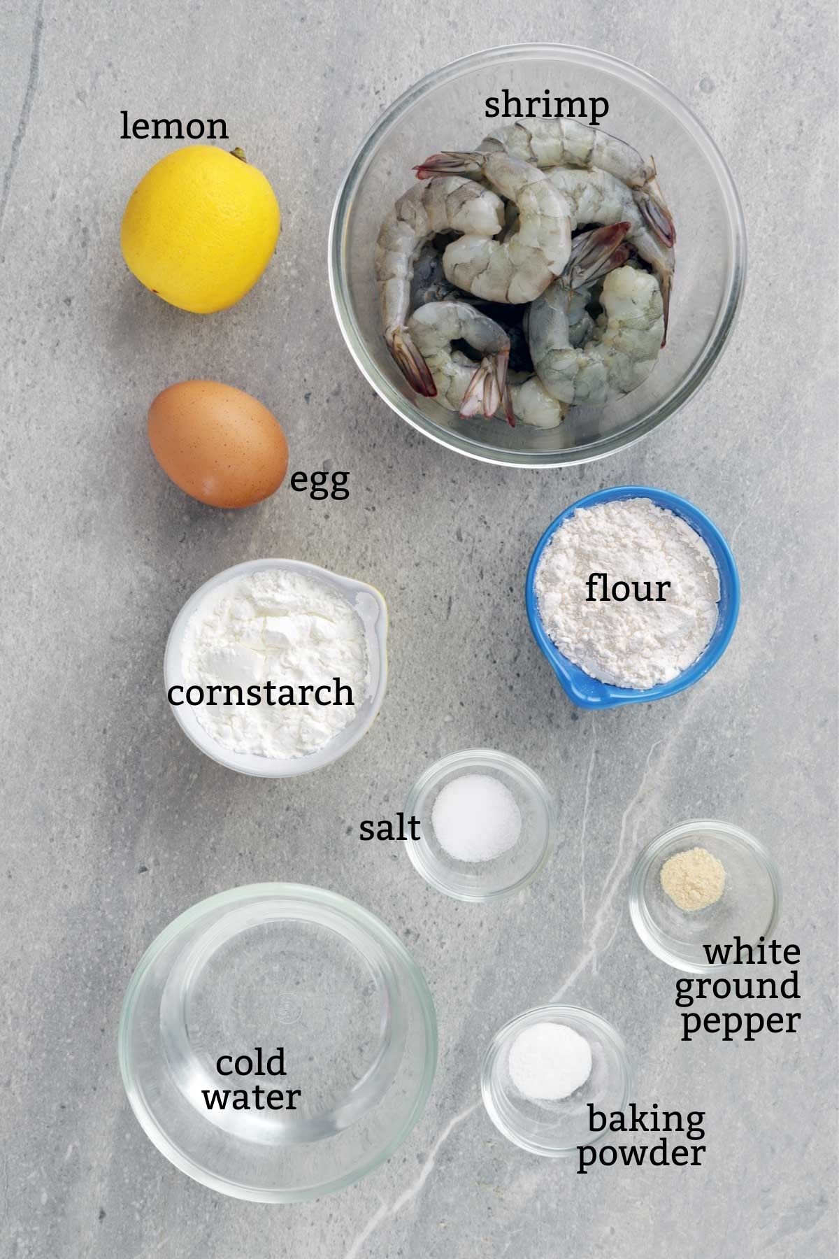 Ingredients for making Shrimp Rebosado