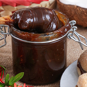 Homemade coconut jam or Minatamis na Baospread.