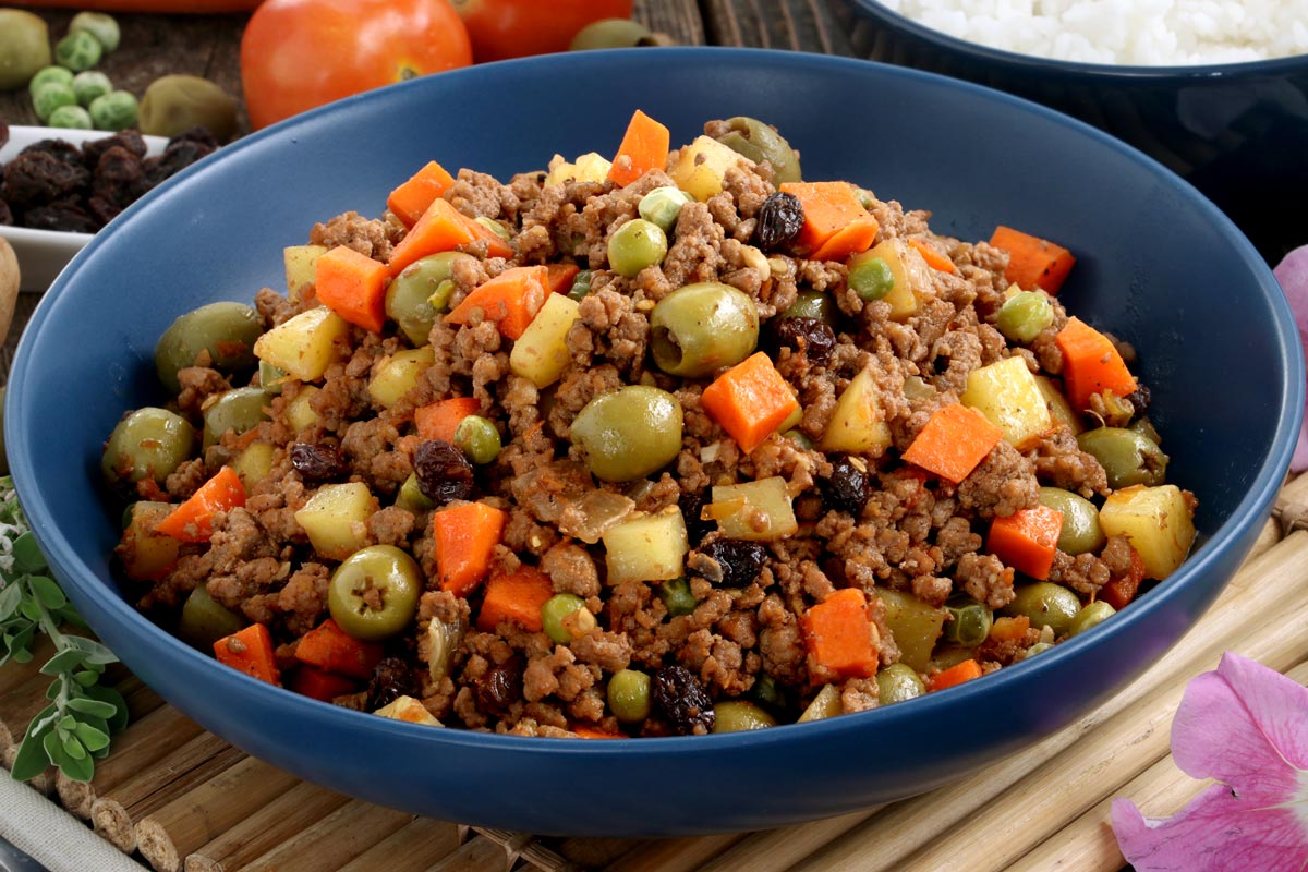 A dish of Picadillo using ground beef.