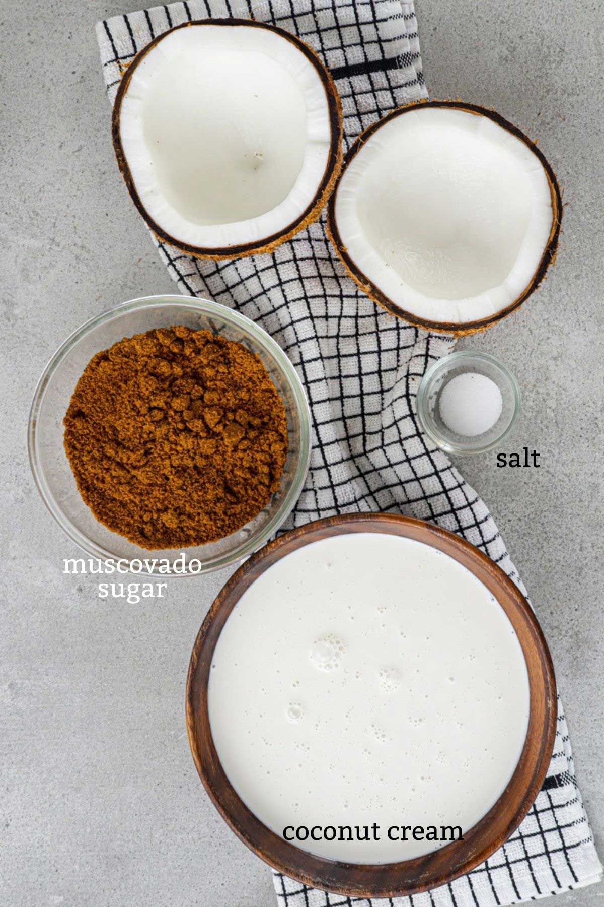 Ingredients for coconut jam