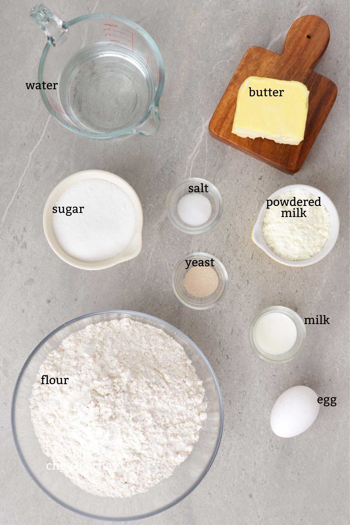 Ingredients for making putok bread.
