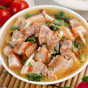 Kinamatisang Baboy- Pork soup with tomatoes and bok choy.