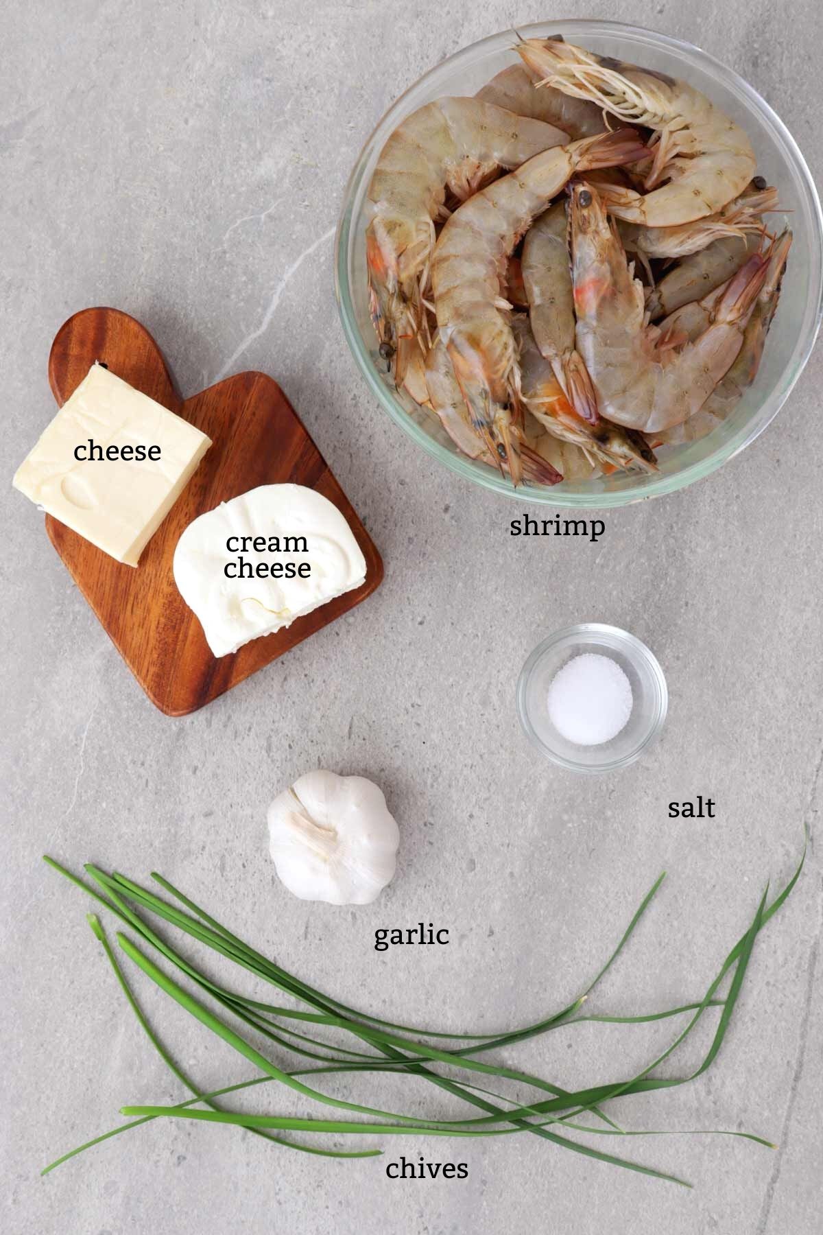 Ingredients for making baked butterflied shrimp