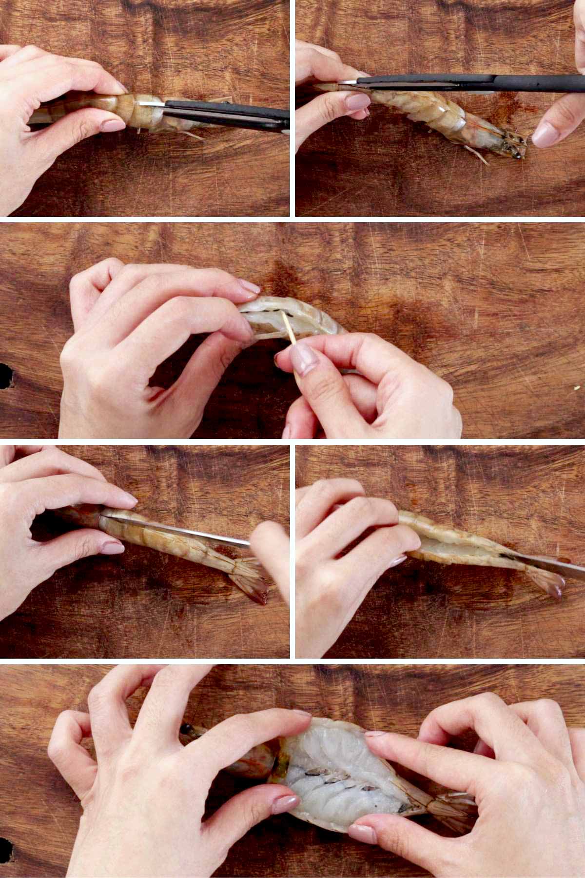 Step-by-step photos to butterfly shrimp