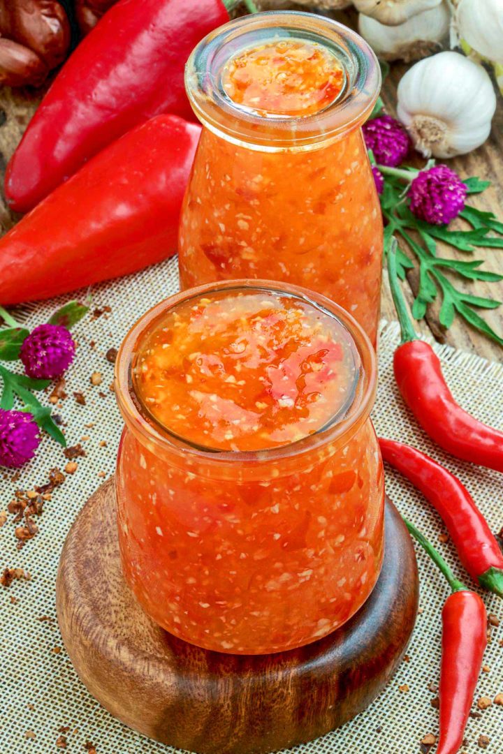 Sweet Chili Sauce in jars.
