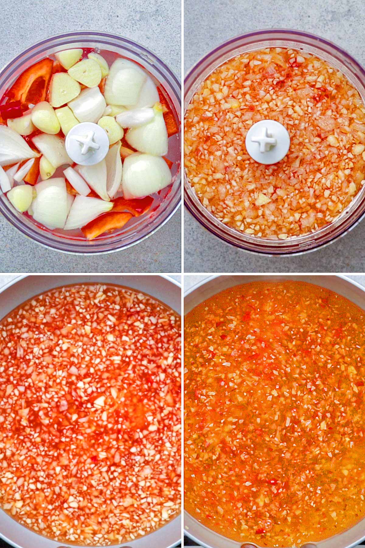 Step by step photos in making sweet chili sauce.