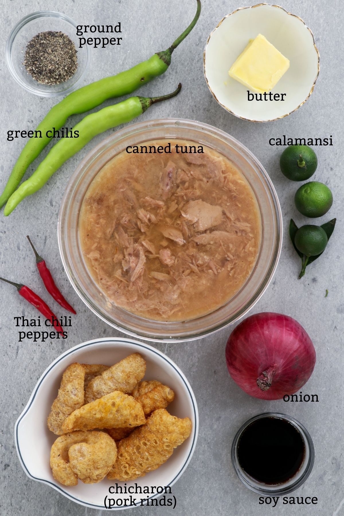 Ingredients in making Tuna Sisig
