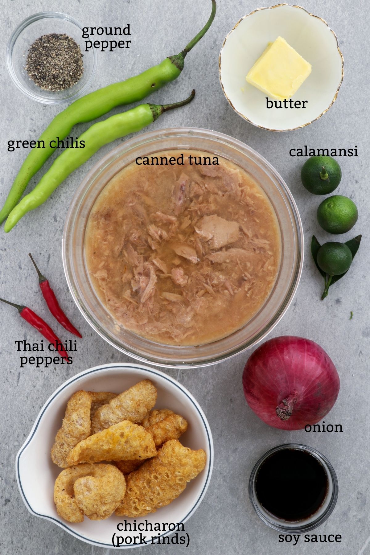 Ingredients in making Tuna Sisig
