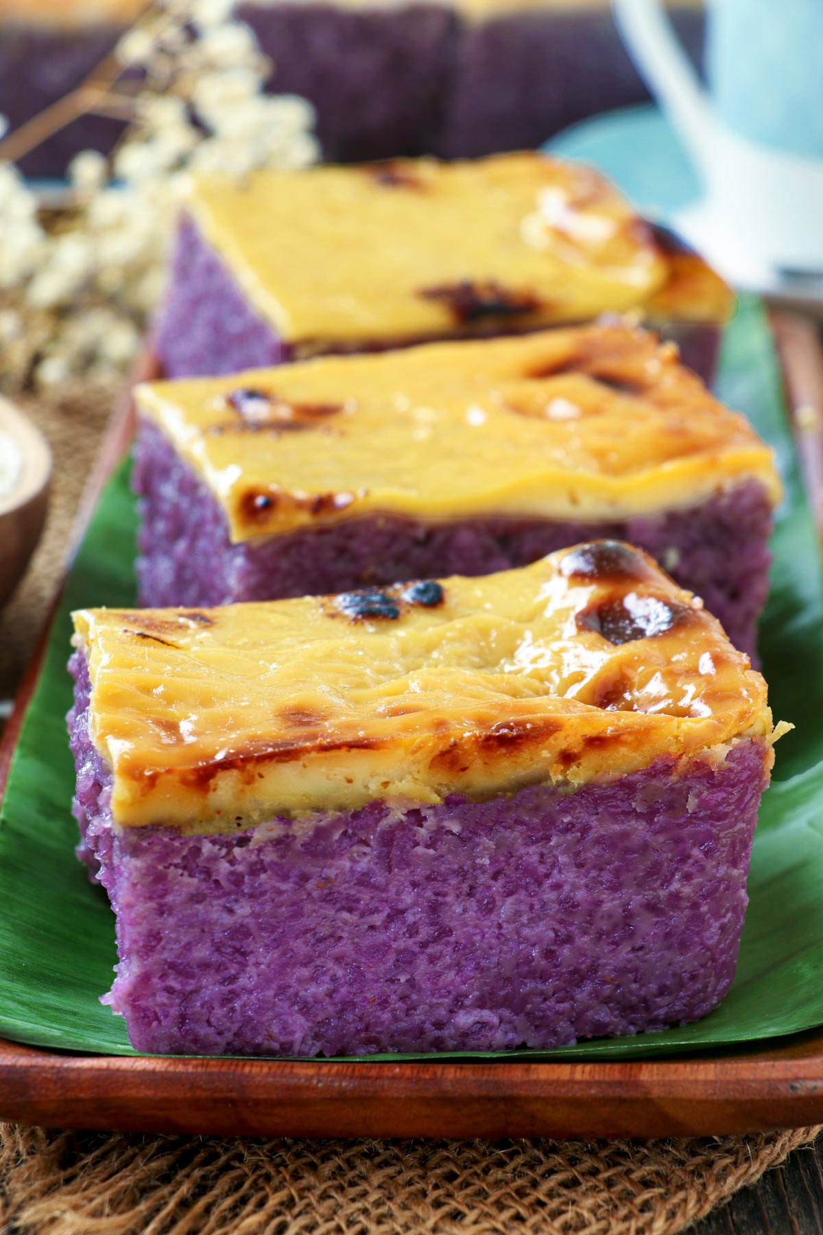 Ube Biko - is a sticky rice cake with purple yam.