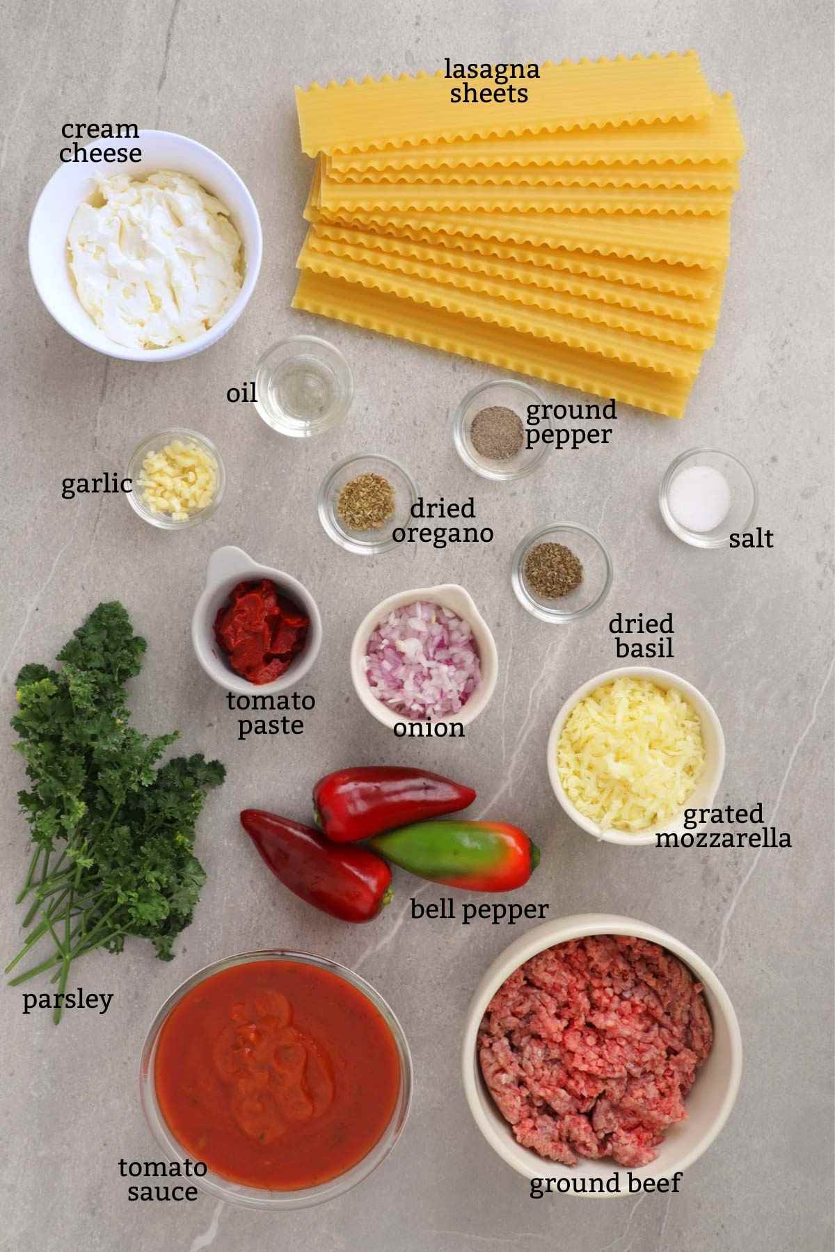 Ingredients for Lasagna Roll-ups