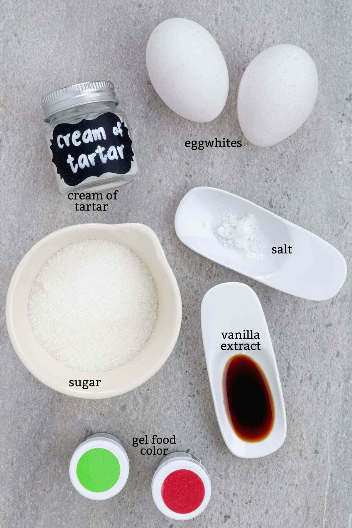 Ingredients for making meringue.