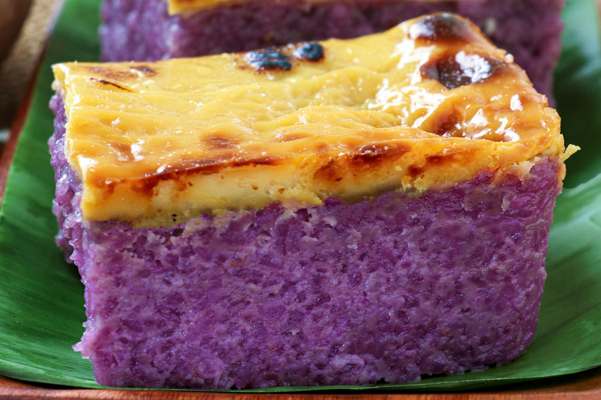 Ube Biko - is a sticky rice cake with purple yam.