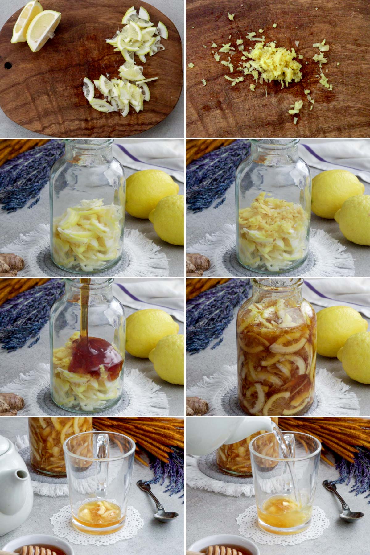 How to make your own honey lemon ginger tea.