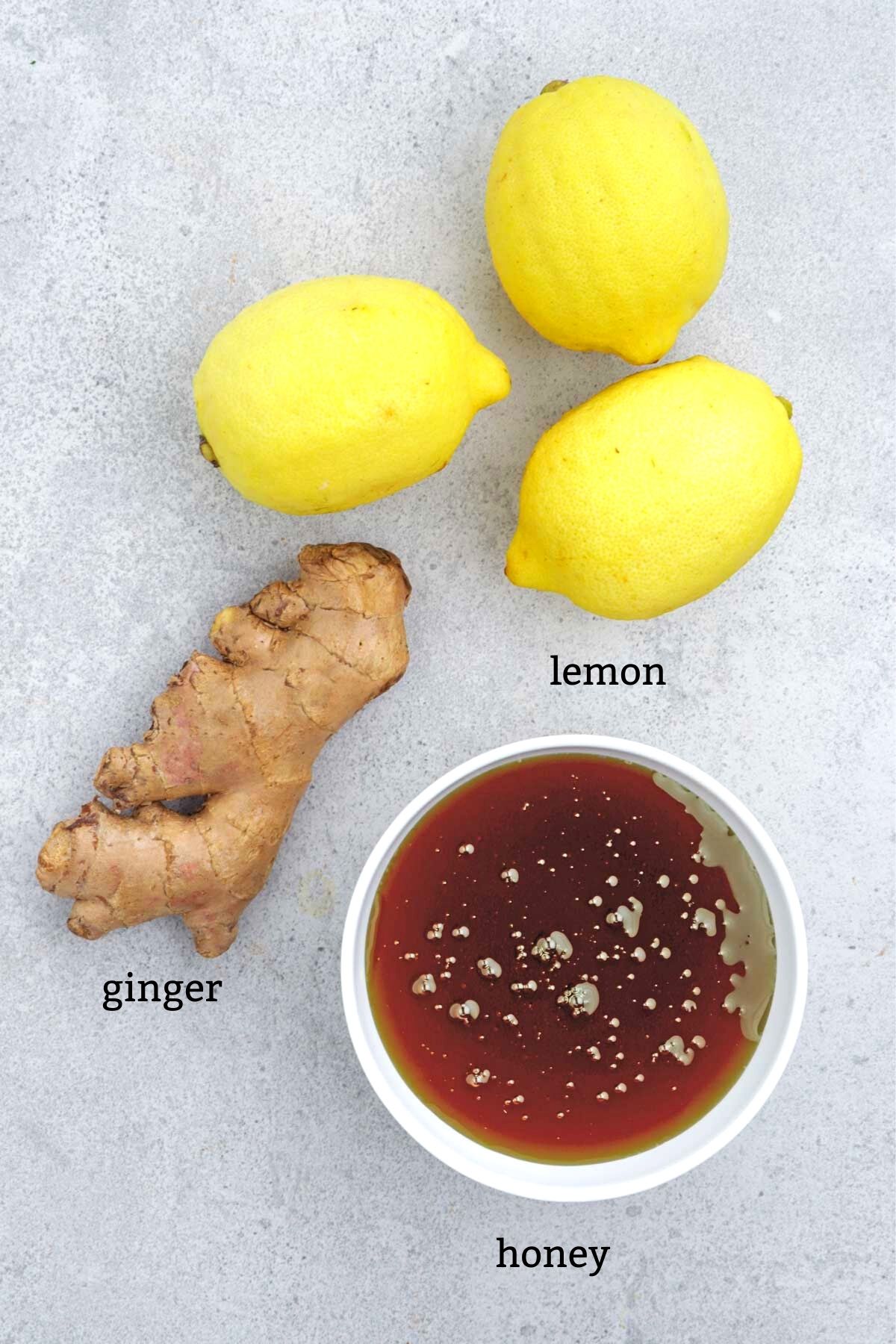 Ingredients for Honey Lemon Ginger Tea