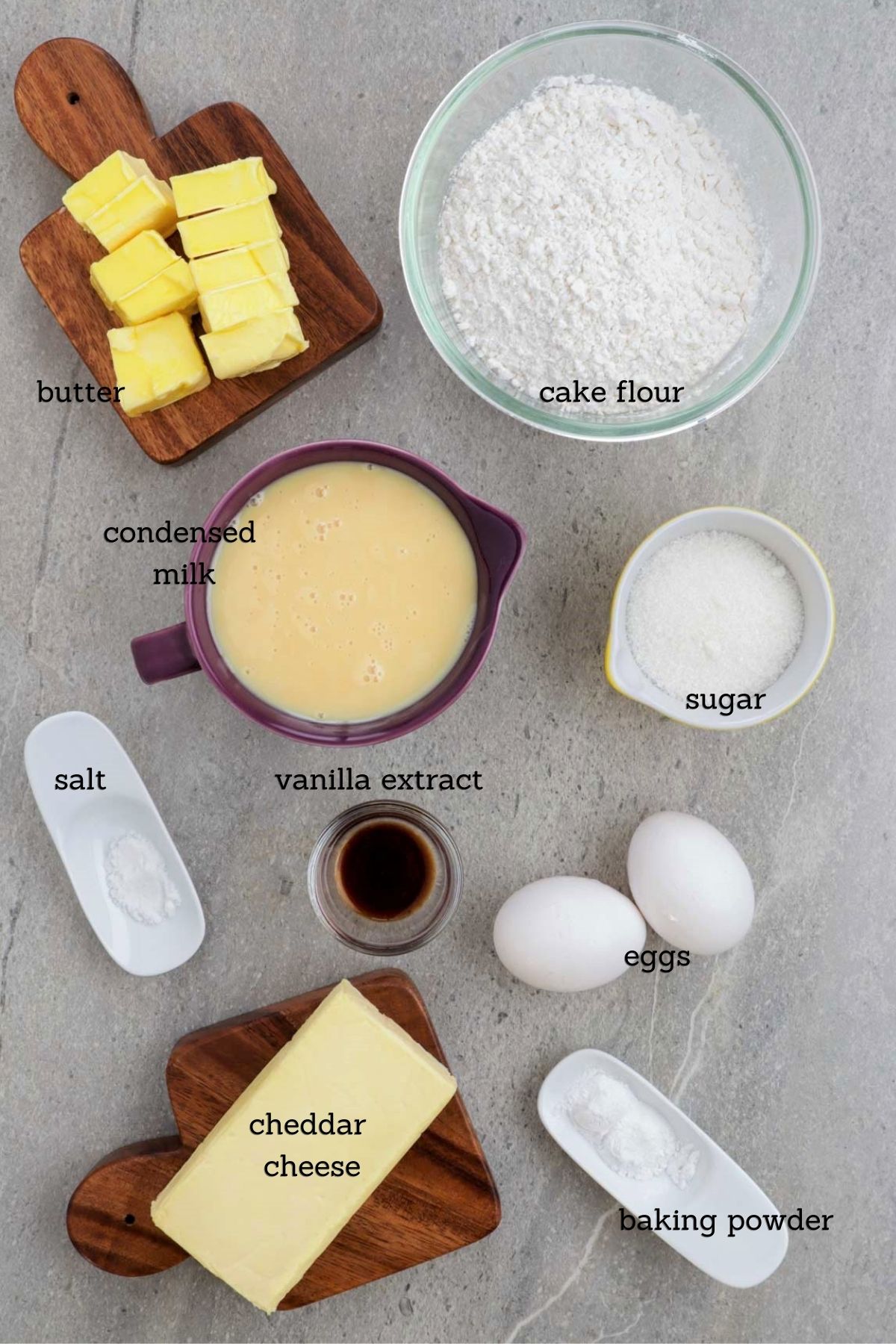 Ingredients for cheese cupcakes.