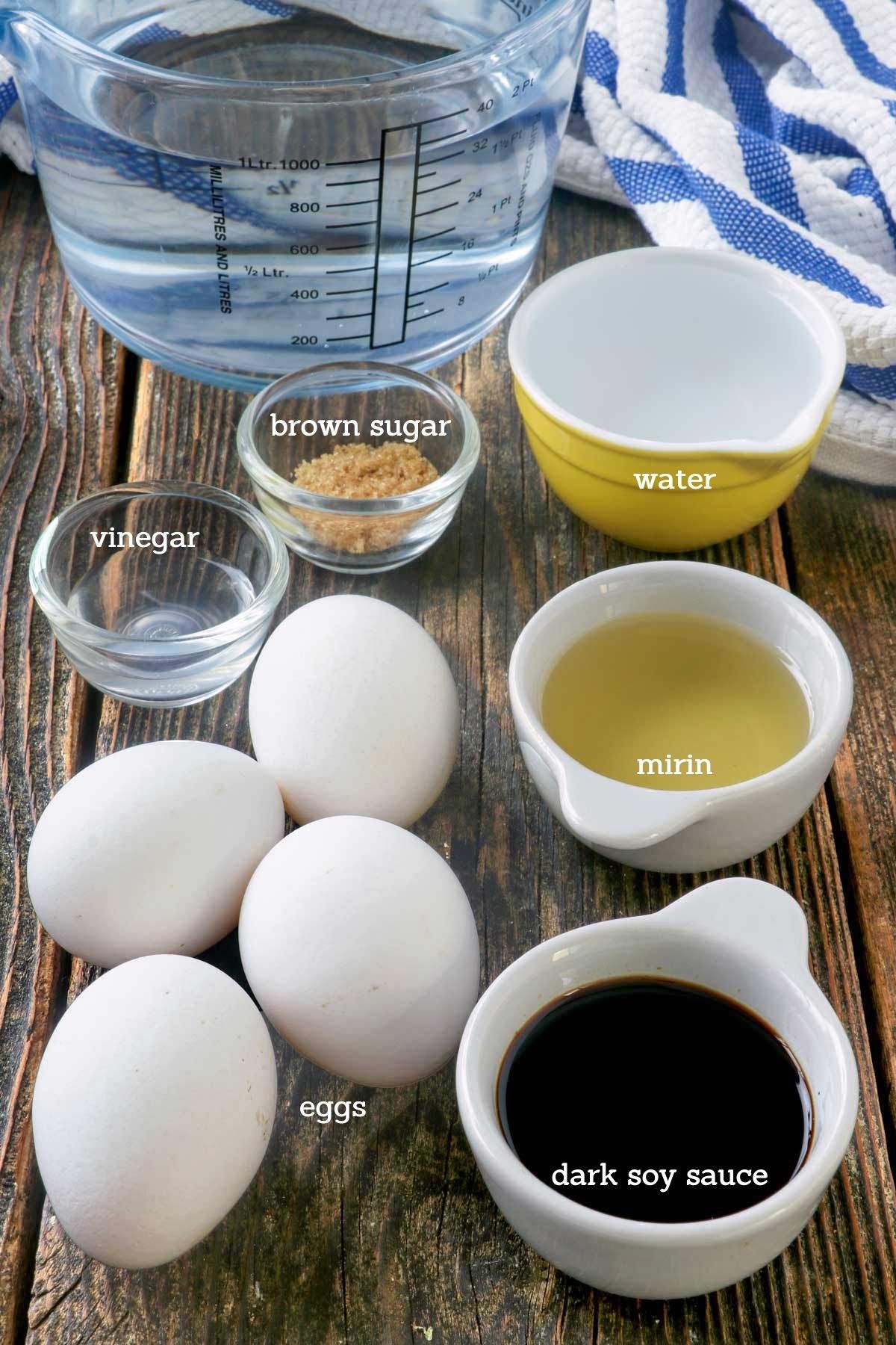 Ingredients in making ramen egg.