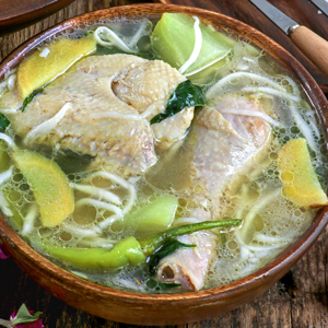 Chicken soup with coconut.