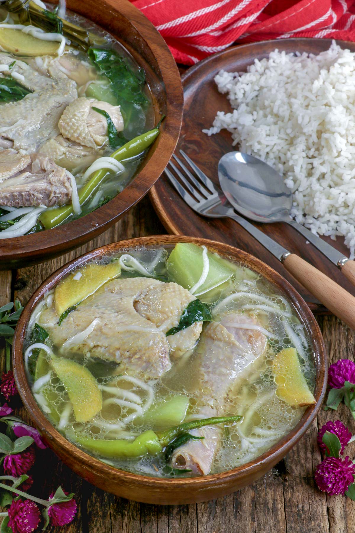 Hearty chicken binakol soup.