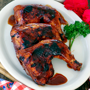 Stovetop BBQ Chicken has delightfully charred and crisp skin without all the hassle of grilling.