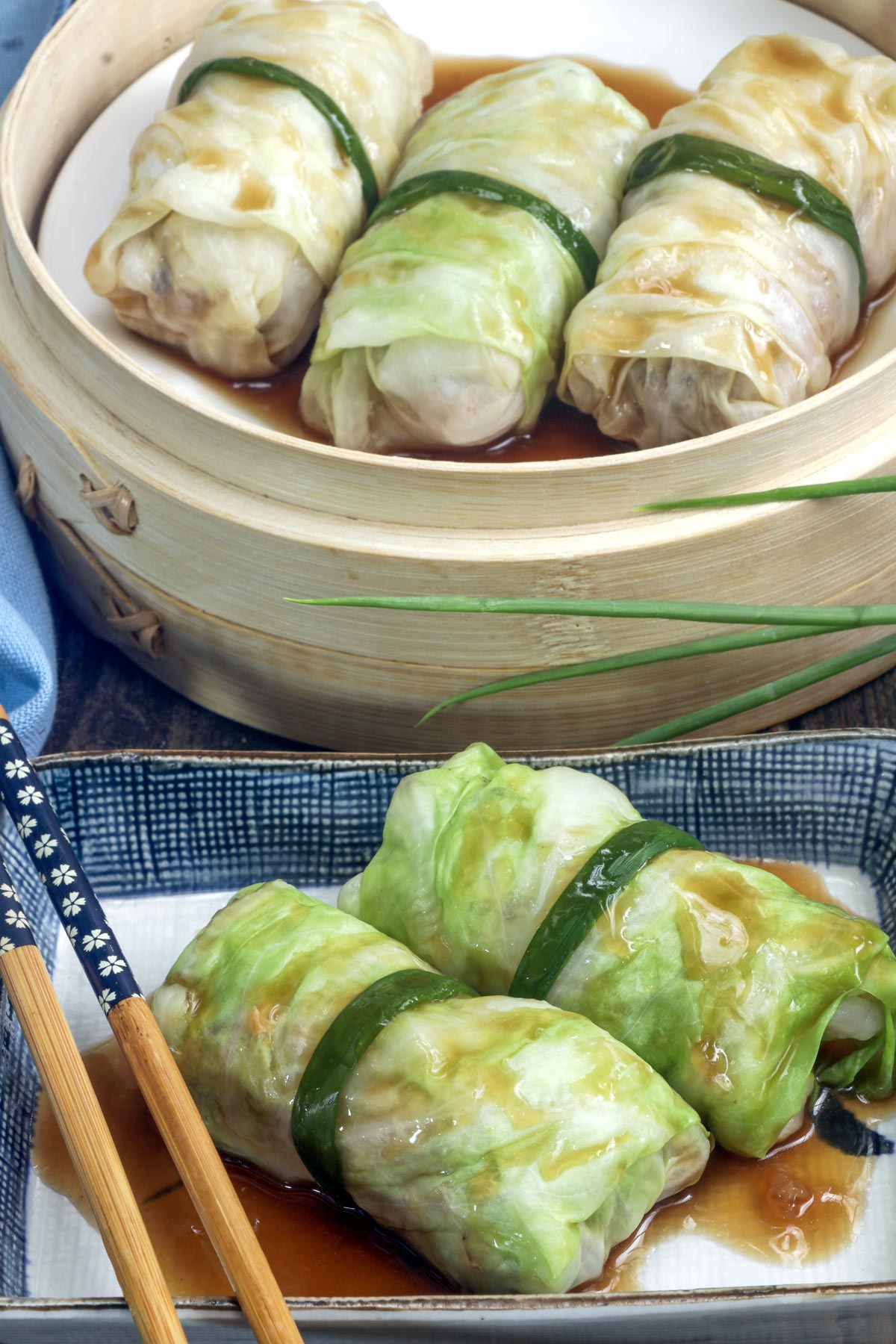 Steamed stuffed cabbage rolls.