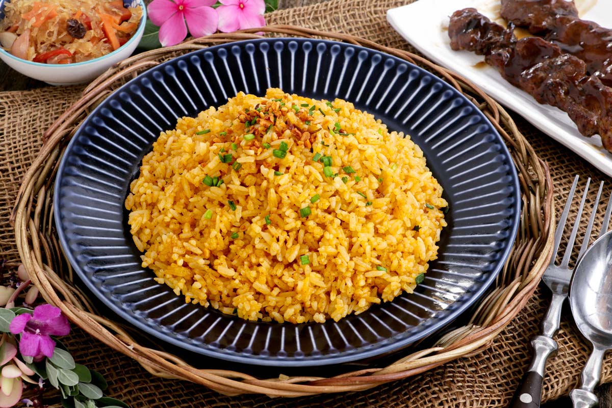 Java Rice seasoned with paprika and annatto powder for a colorful and flavorful fried rice