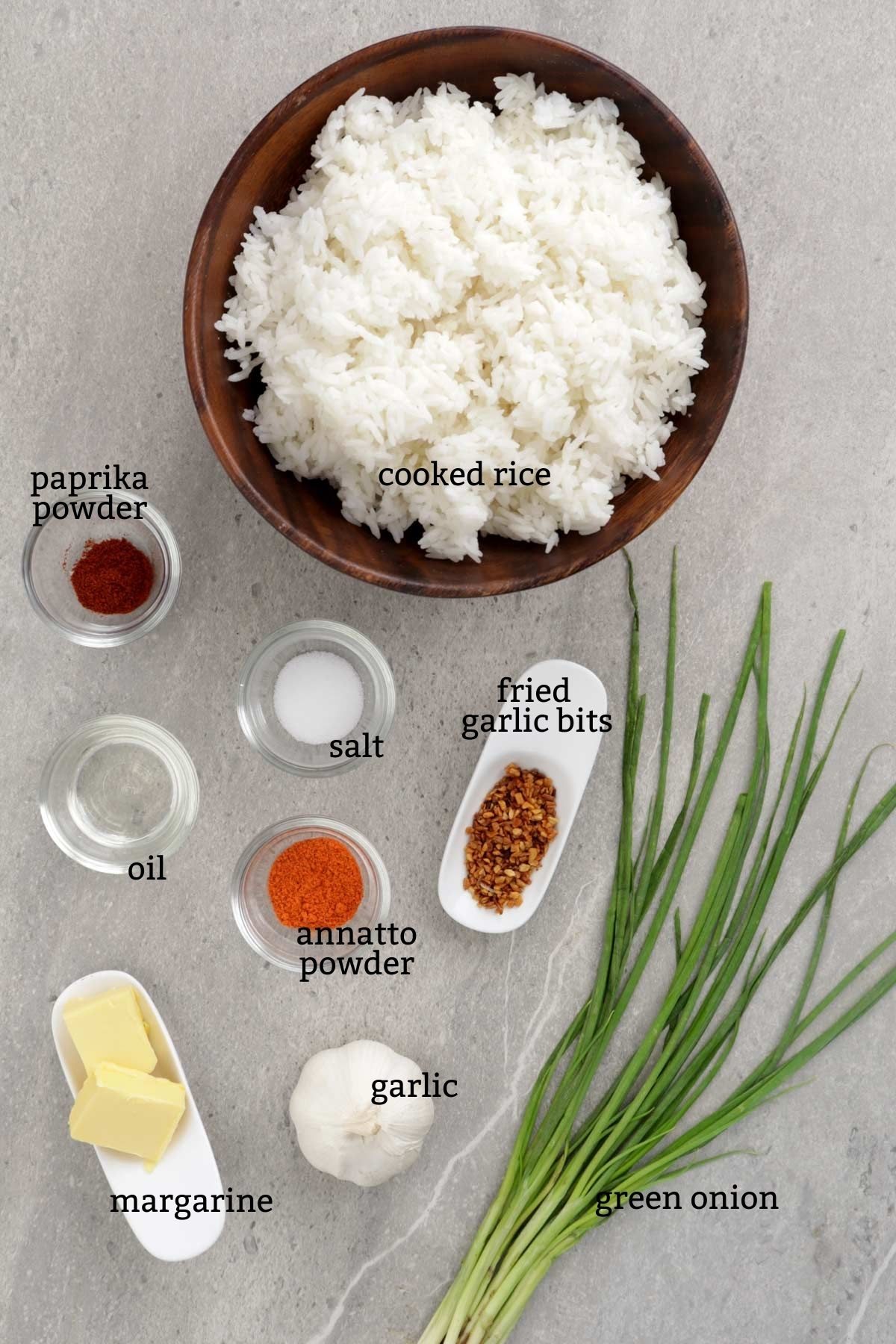 Ingredients in making Java fried rice.