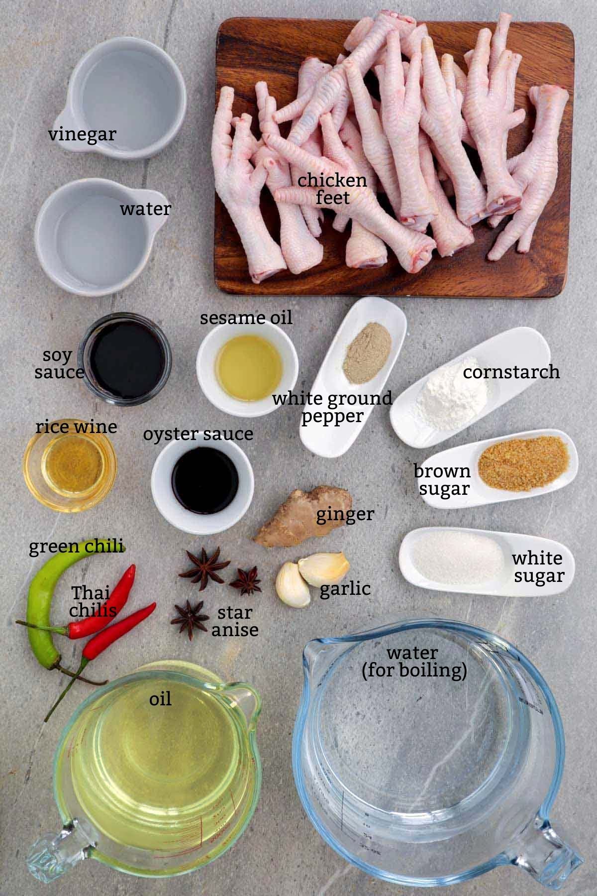Ingredients in making Chicken Feet Dimsum.