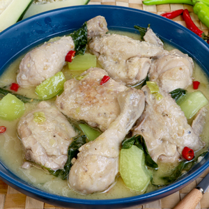 Chicken halang halang made creamy with coconut milk and flavored with lemongrass, ginger and chilis.