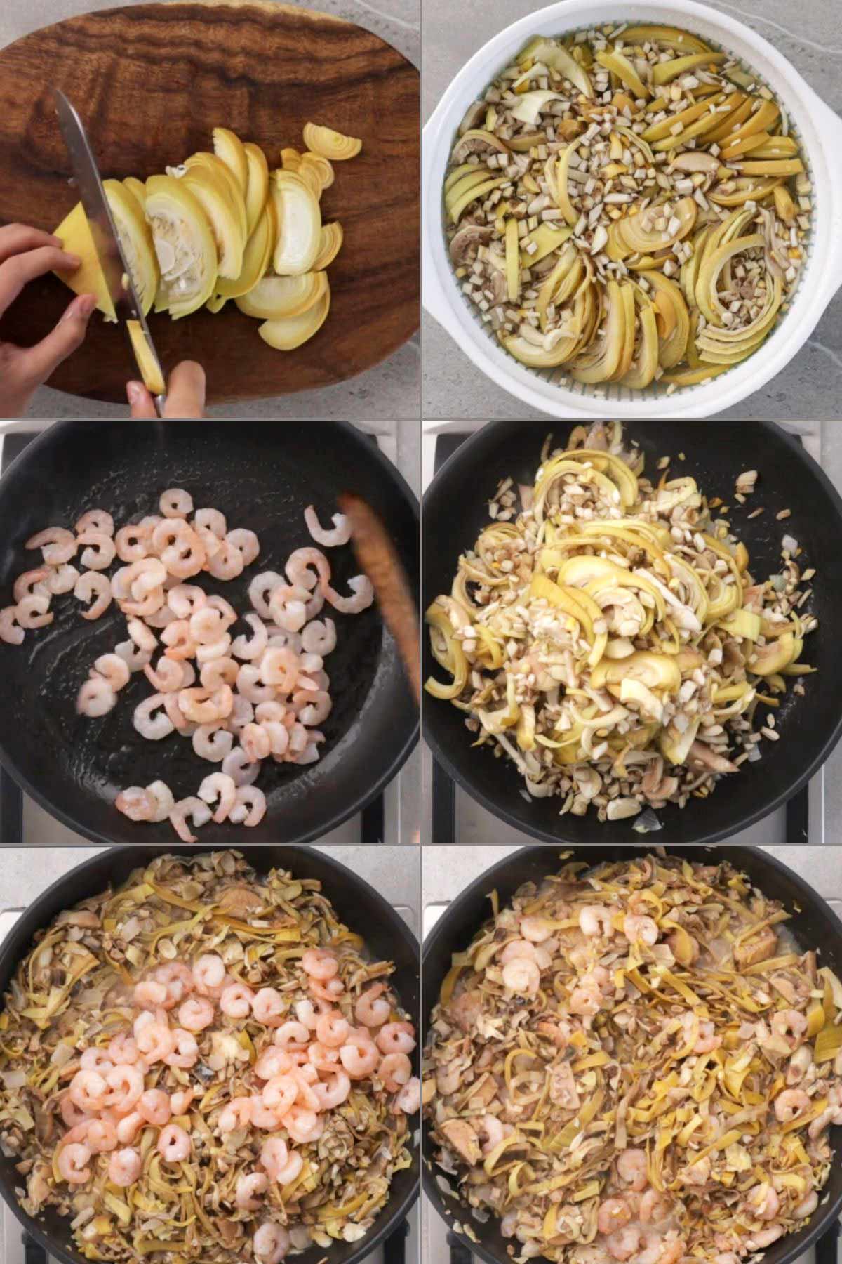 Steps on how to cook Kilawing Puso ng Saging.