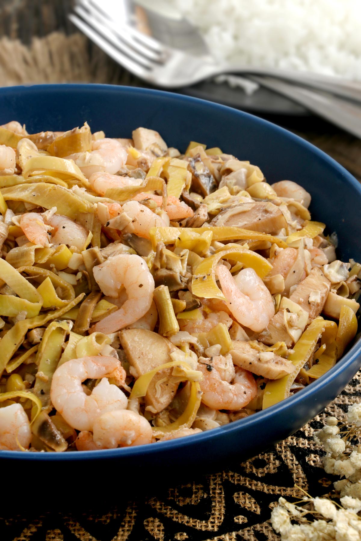 Kilawing Puso ng Saging with Shrimp is a hearty and healthy dish that the whole family will enjoy.