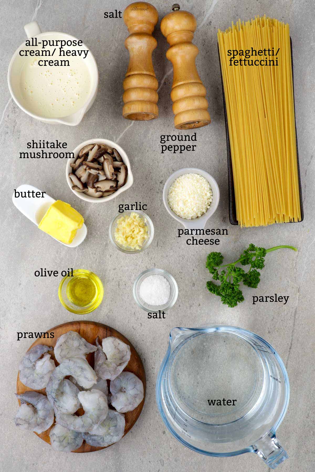 Ingredients for Creamy Pesto Pasta.