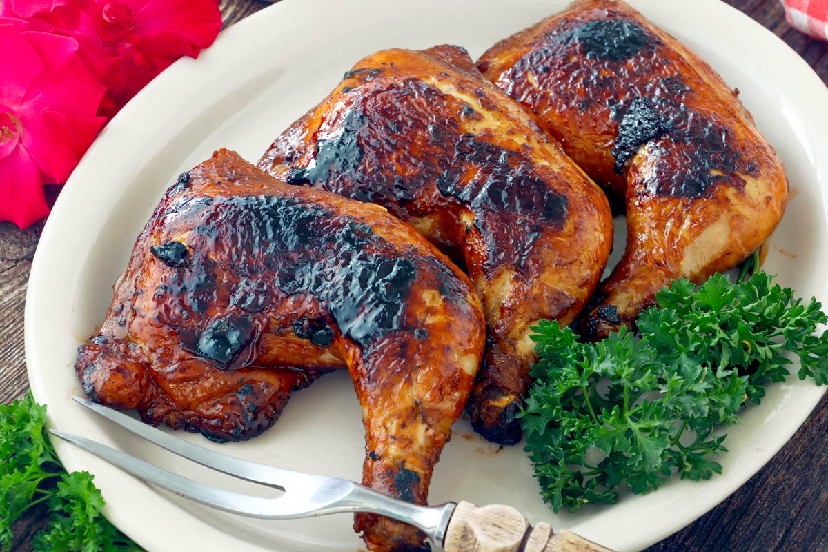 Stovetop BBQ Chicken on a serving platter.