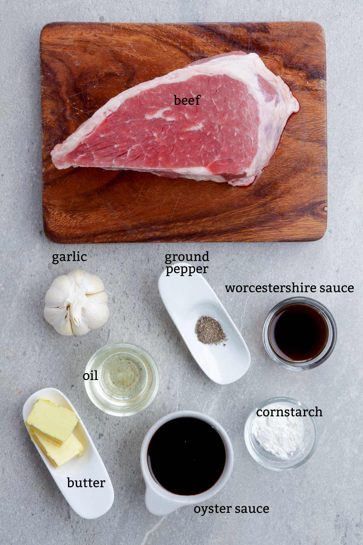 Ingredients needed for Beef Salpicao.