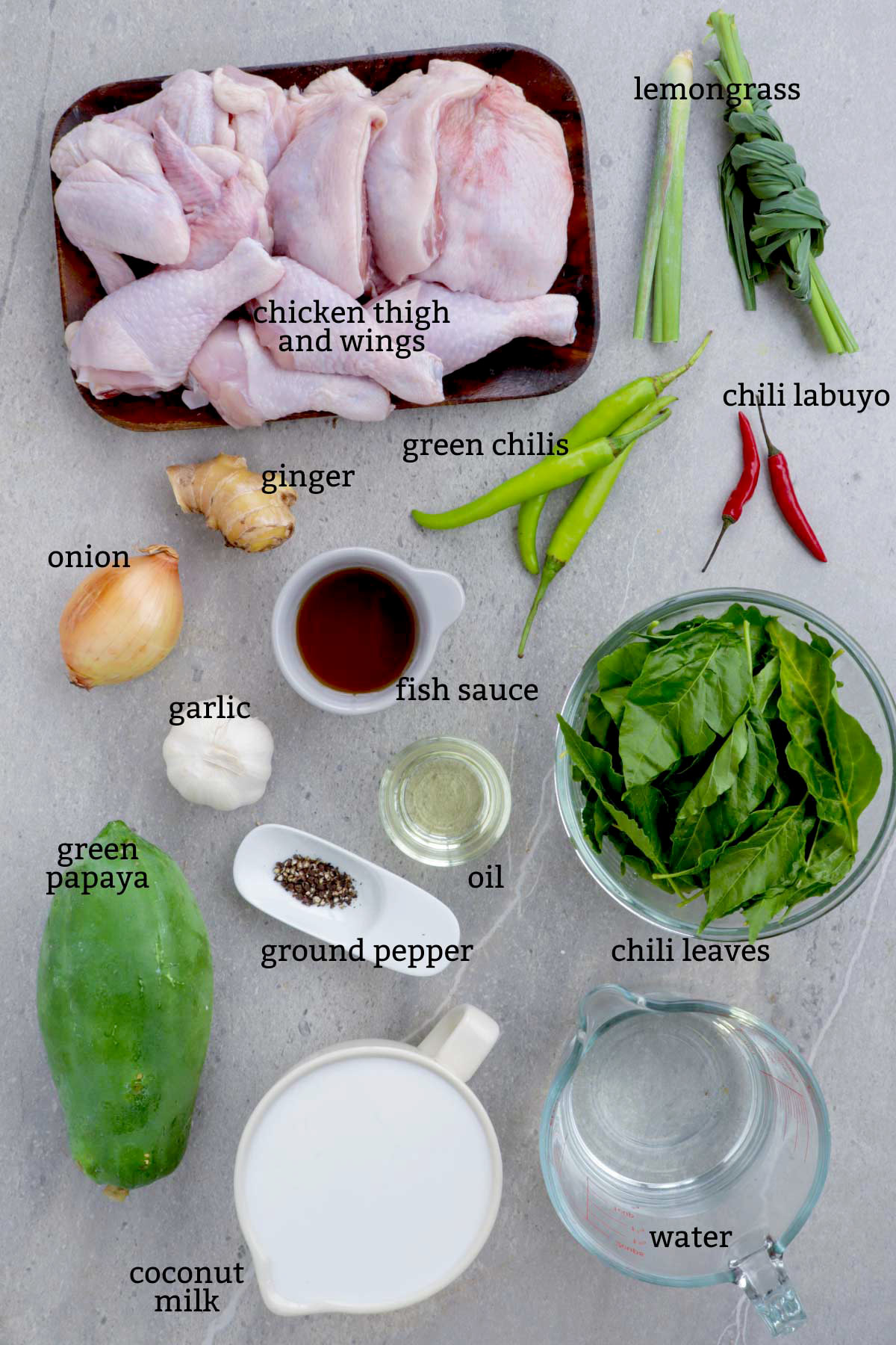 Ingredients for Halang halang.