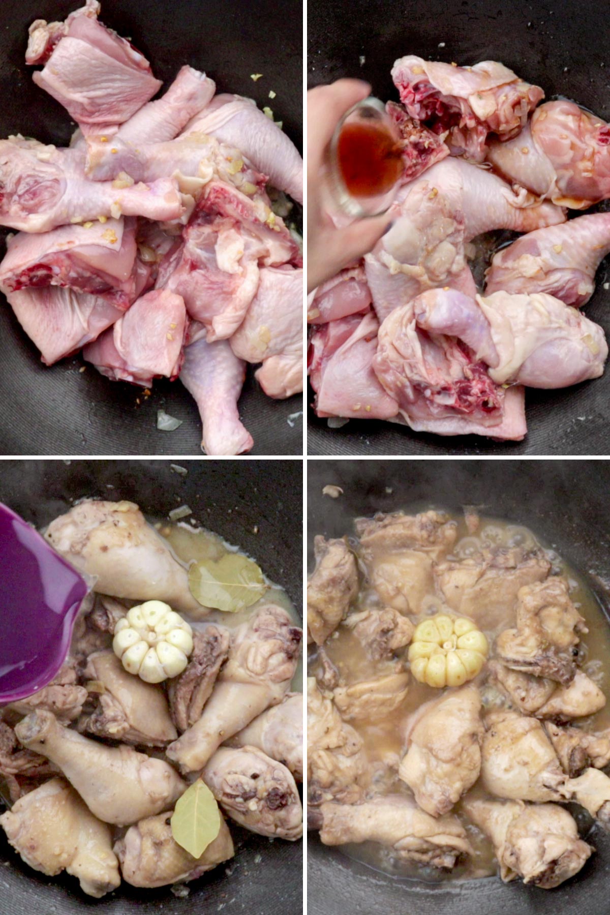 Steps in cooking Adobong Manok sa Puti.