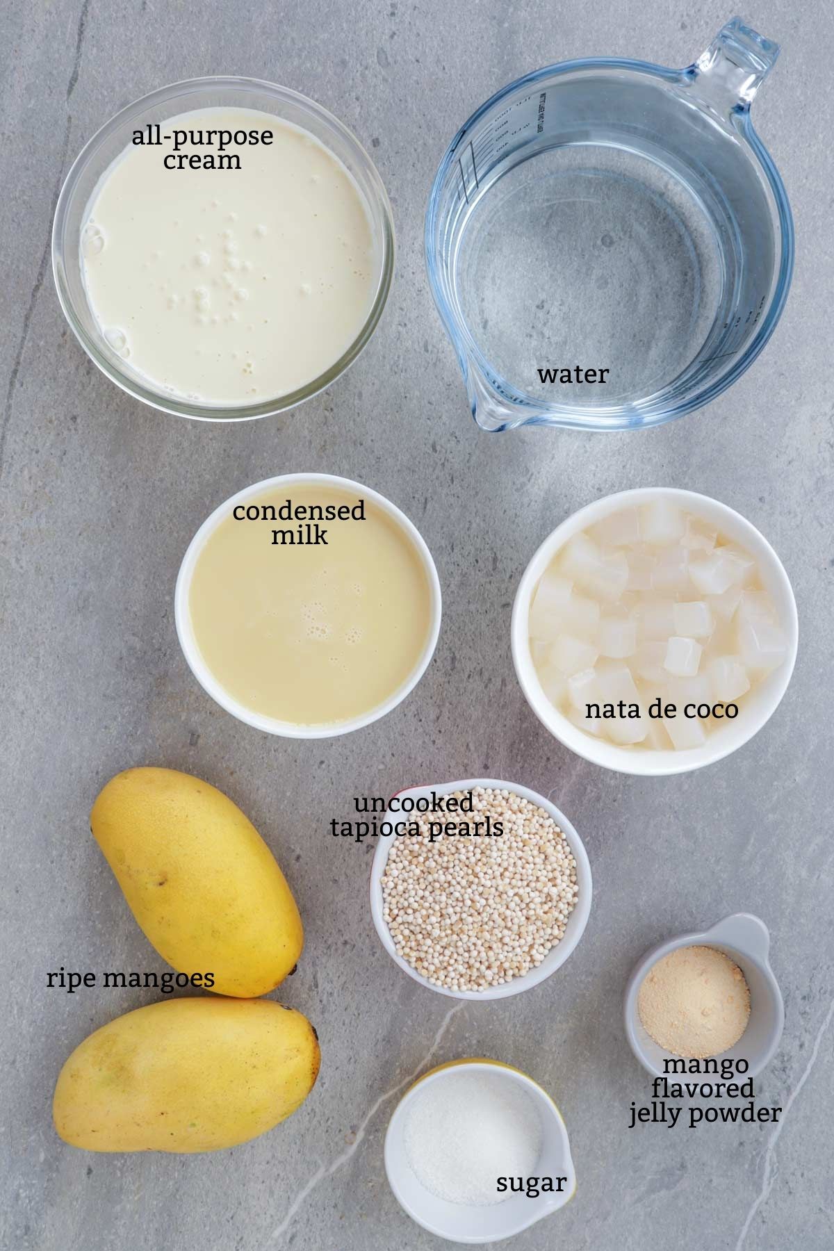 Ingredients for Mango Jelly.