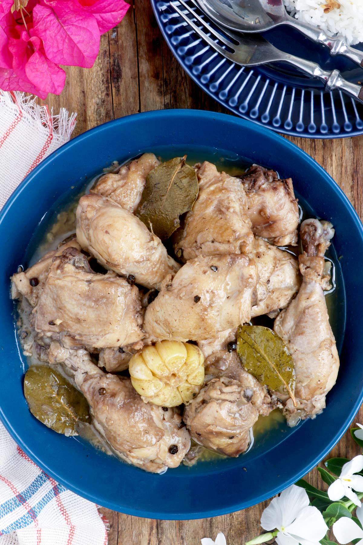 Adobong Puti made with chicken in a serving bowl.