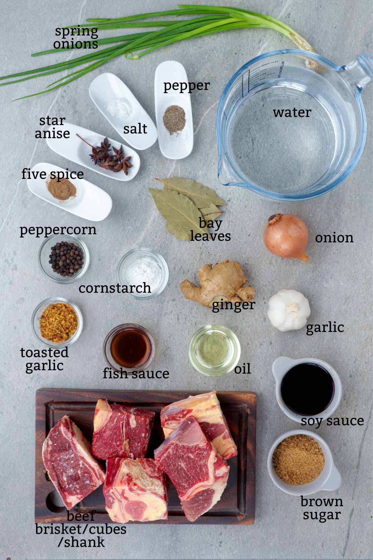 Ingredients for Beef Pares