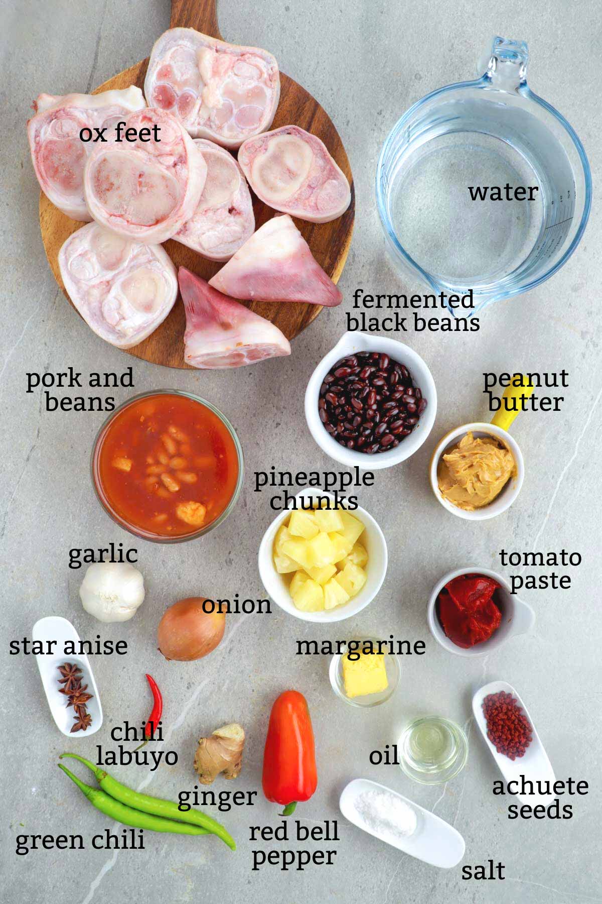 Ingredients for Balbacua