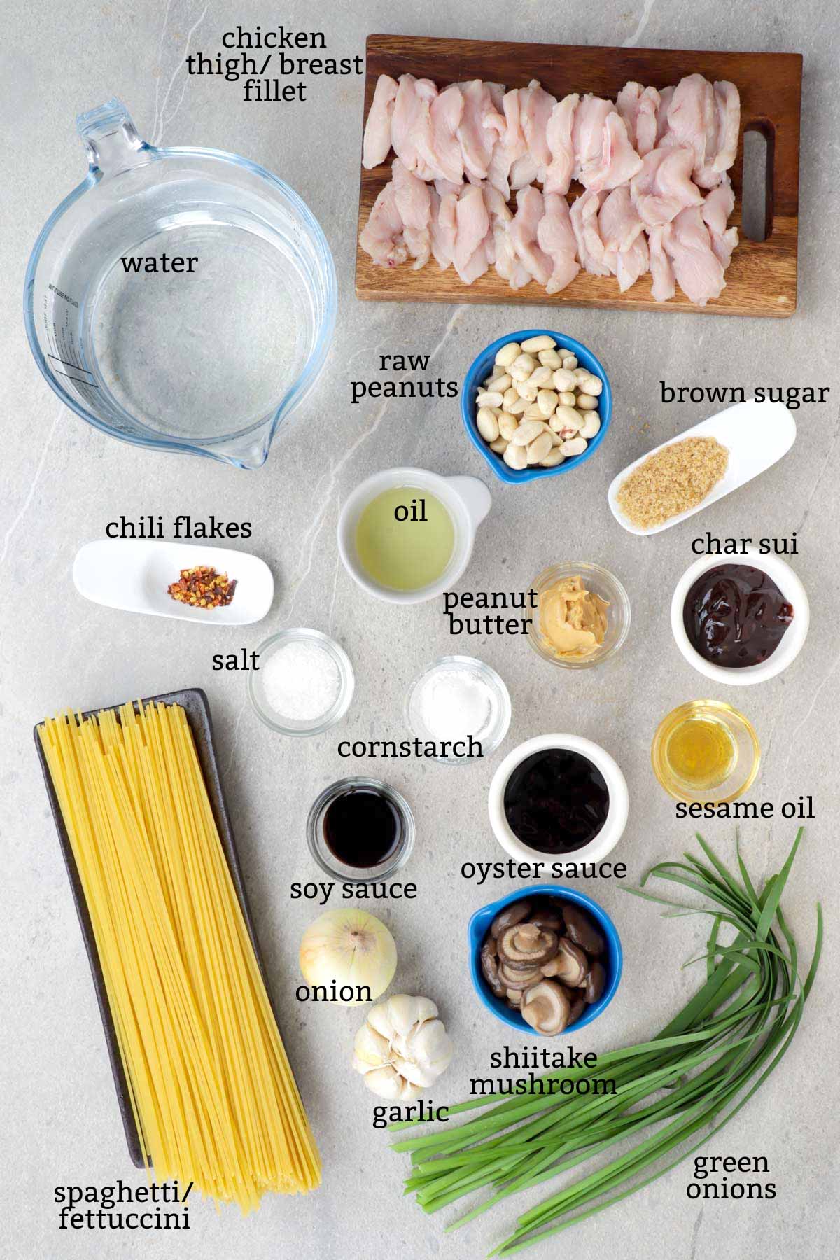 Ingredients for Charlie Chan