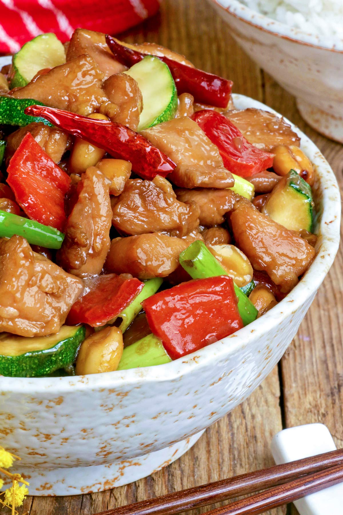 A scrumptious stir-fried chicken dish with the perfect balance of salty, sweet, and spicy flavors. 