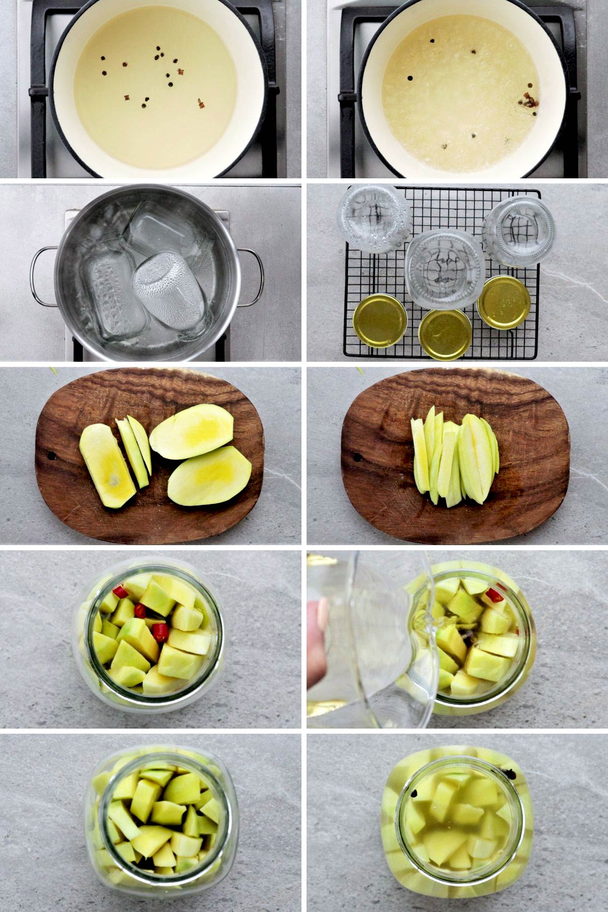 Steps on how to pickle mangoes.