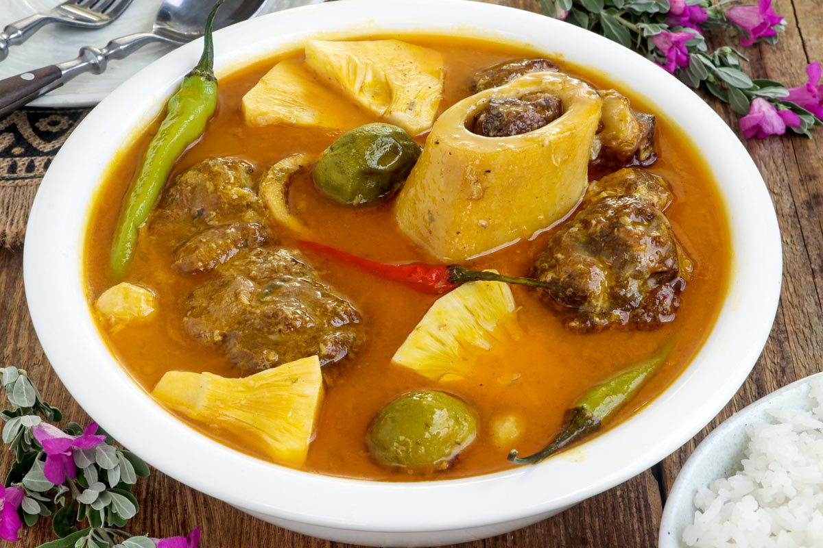 Tender beef shanks, unripe jackfruit, batwan, and chilis make this delicious Kansi.