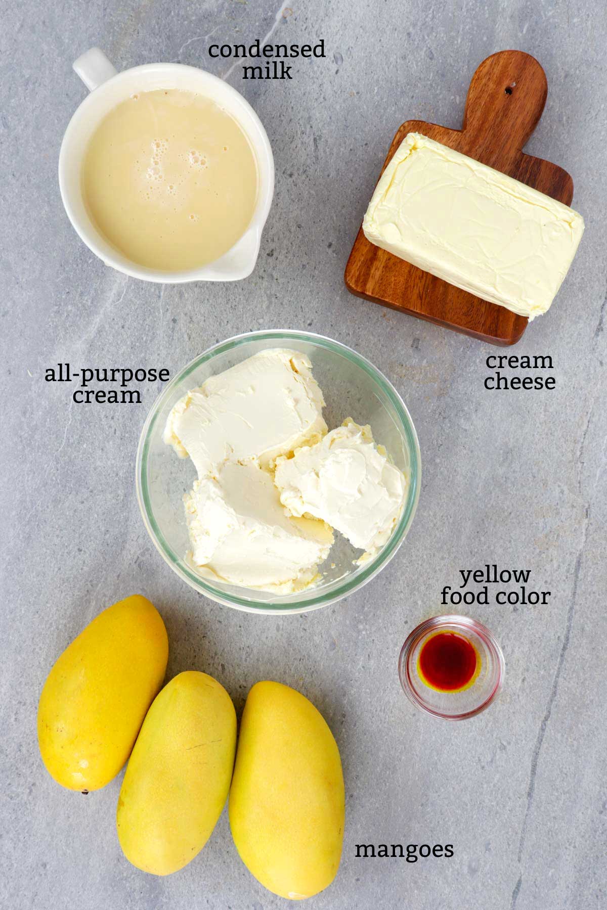 Ingredients needed for Mango Ice Cream