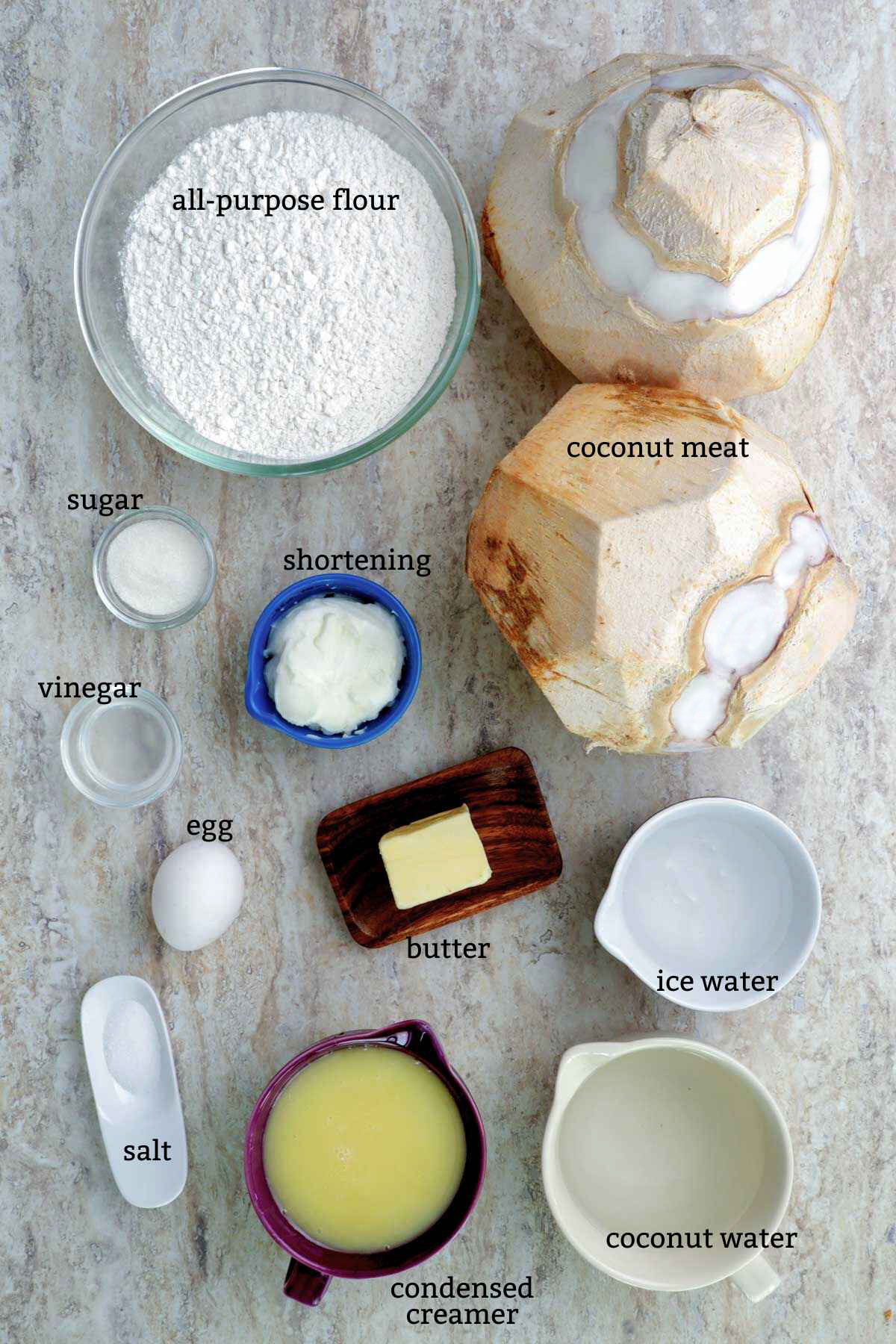 Ingredients for Buko Pie